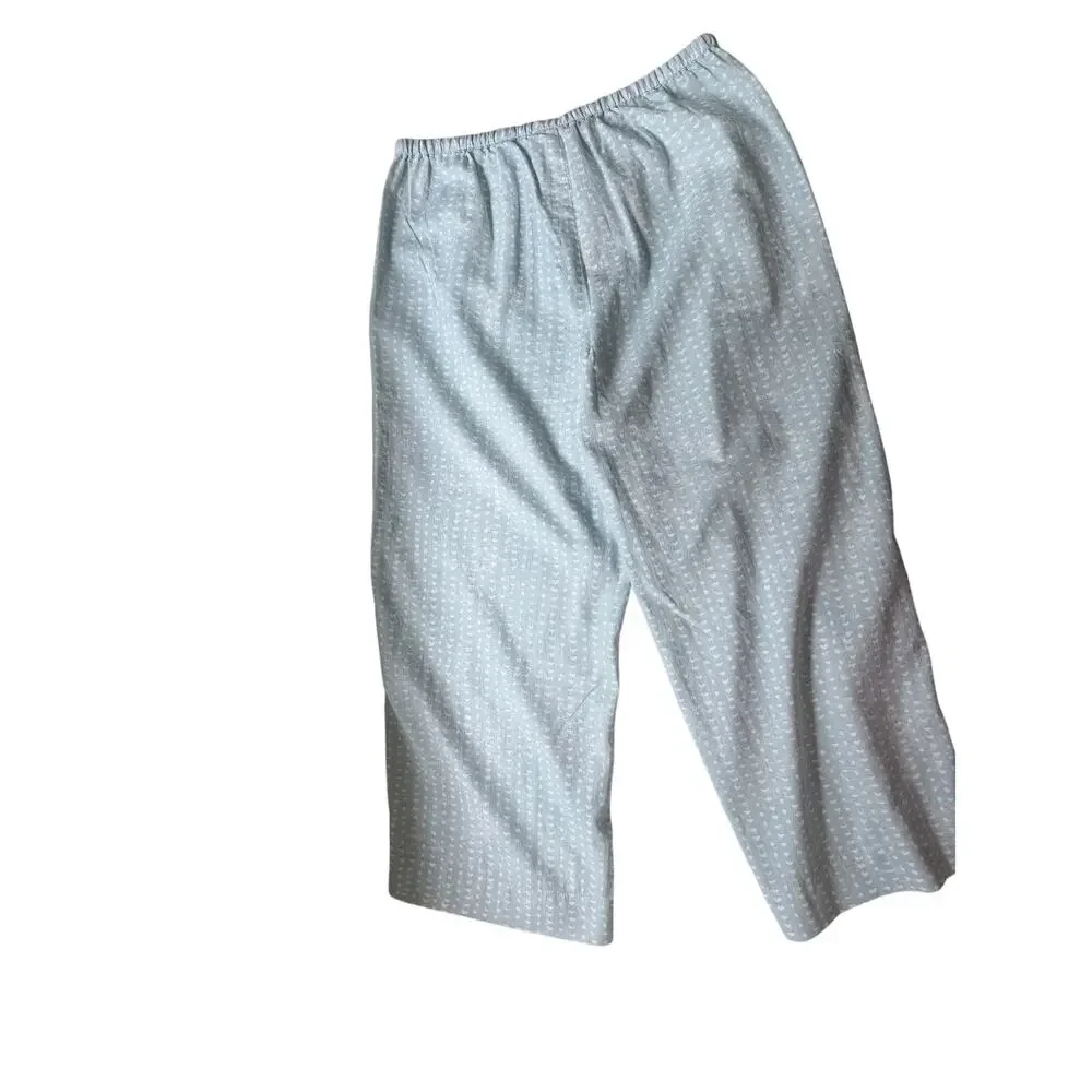 NWT Haven Well Within Cotton Linen Faded Dot Pajama Set Medium Saltwater Blue